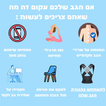 אורטוקליניק פוסצ'ר פיקס - חגורת גב להקלת כאבי גב ותיקון יציבה וכתפיים